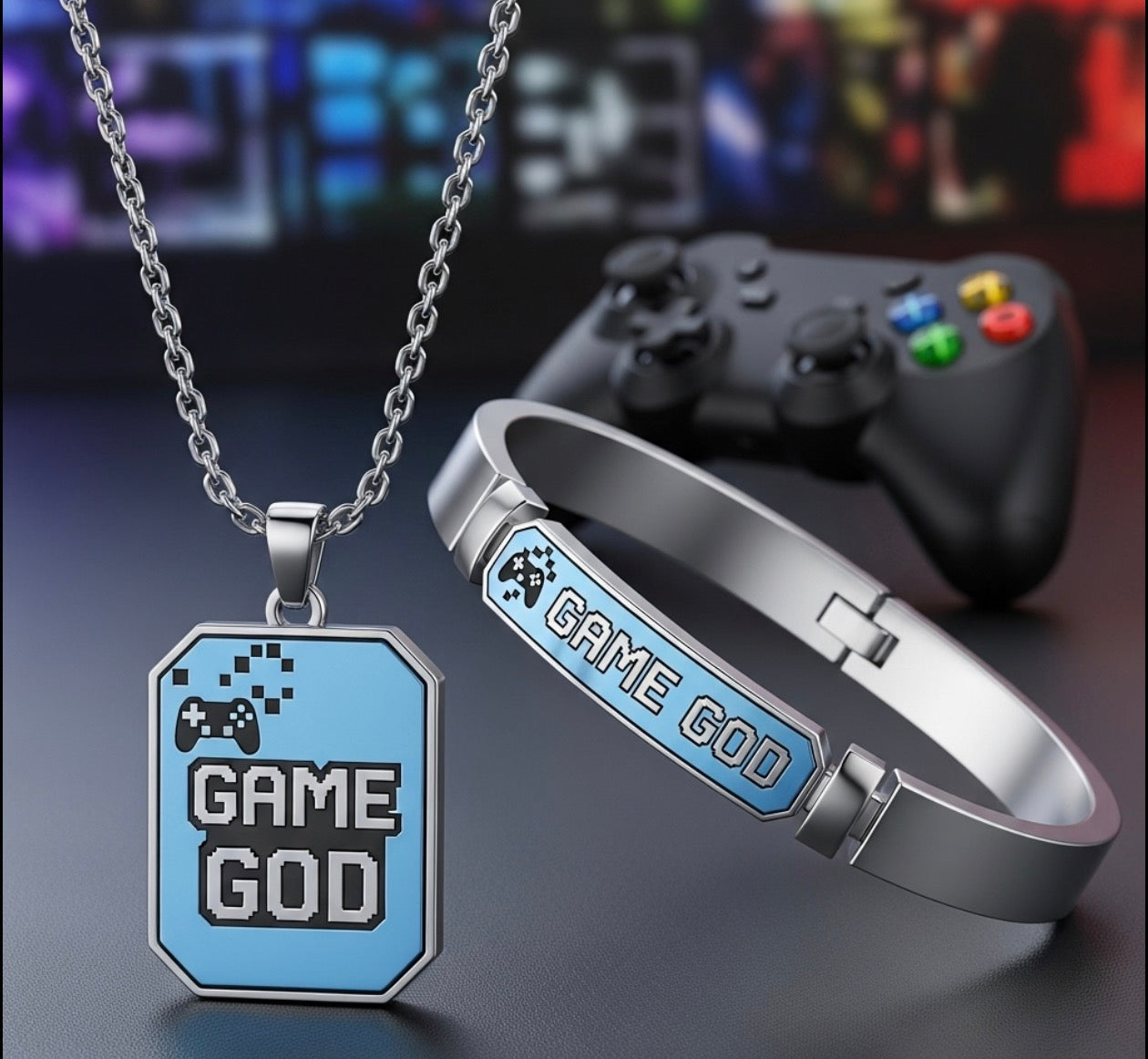 Game god necklace & bracket set (unisex)